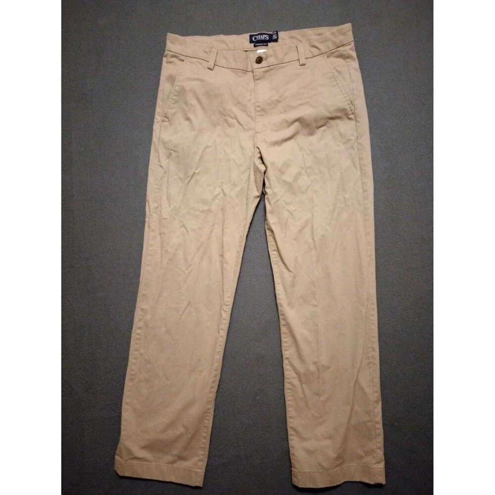 Chaps 32x30 Pants Khaki Straight Fit Flex Waist Stretch